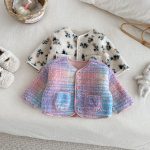 [73-120cm] 花柄 チェック 中綿 ジャケット - Image 9