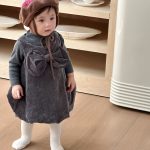 [73-100cm] ヘップバーン風ドレスワンピ&ニットインナー 2点セット - Image 3