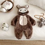 [66-90cm]うさぎ ファー風 フード 裏起毛 カバーオール - Image 8