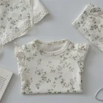 [66-90cm]花柄 帽子付き ロンパース  + ボトムス - Image 12