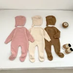 [66-90cm] 熊デザイン ボンネット オールインワン - Image 9