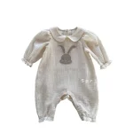 [73-90cm]ロンパース ウサギ柄 リネン オールインワン - Image 5