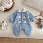 [66-90cm]コーデュロイ 犬 刺繍 カバーオール - Image 5