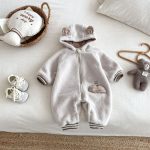 [66-90cm]韓国風 ボアフードカバーオール - Image 13