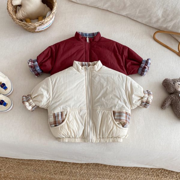 [73-120cm] 刺繍 カートゥーン リバーシブル コート