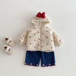 [73-120cm] 蝶結び&小花柄 キルティング コート - Image 9