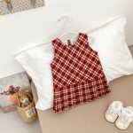 [73-120cm]学院風 チェック ワンピース or さくらんぼ 刺繍襟 Tシャツ - Image 16