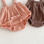 [66-100cm]フリル カラー 花柄 トップス&サロペット ロンパース - Image 6