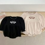 [66-100cm]韓国風 フリル プリント ロンパース - Image 5