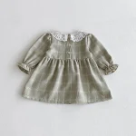 [73-110cm] レース襟 チェック ワンピース - Image 14