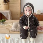 [66-100cm] 星と月柄 あったか カバーオール