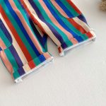 [73-120cm]サロペット ストライプ カラフル カジュアル パンツ - Image 4