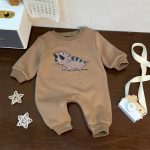 [65-90cm]ロンパース 厚手 恐竜プリント ベビー服