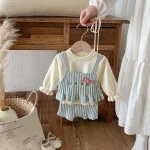 [66-100cm] フリル トップス &ネコ 刺繡 3点セット - Image 13