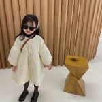 [90-140cm] フラワーキルティング ロング コート