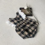 [66-90cm]チェック柄 ロンパース - Image 8