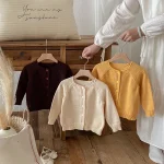 [80-130cm] クールネック シンプル カーディガン - Image 13