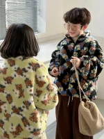 [90-150cm] 花柄 ボア アウター