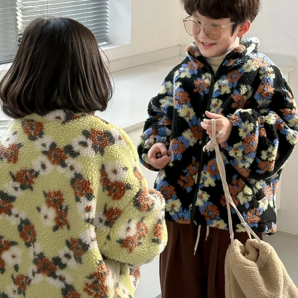 [90-150cm] 花柄 ボア アウター