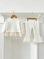 [66-120cm] レース ノーカラー 裏ボア セットアップ - Image 7