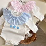 [66-90cm]ロンパース フラワー フリル襟 おしゃれ ベビー服 - Image 2