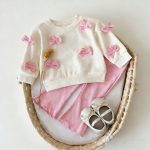 [66-100cm]セットアップ ベビー 女の子 リボン付き 可愛い - Image 3