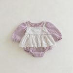 [66-90cm]ベビー 女の子 ロンパース おしゃれ レイヤード風