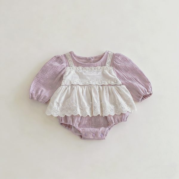 [66-90cm]ベビー 女の子 ロンパース おしゃれ レイヤード風