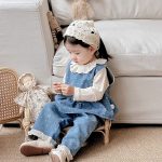[73-100cm]ベビー 女の子 デニム セットアップ リボン付き 可愛い 上下2点セット - Image 3
