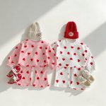 [80-130cm]セットアップ 女の子 ハート柄 トレーナー+パンツ - Image 6