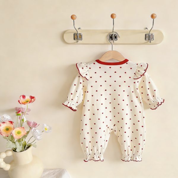 [66-90cm]ベビー ロンパース ハート柄 可愛い ガーリー