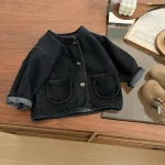 [73-110cm] ポケット付き デニム アウター - Image 3