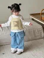 [90-140cm] 取り外し可能 スカート デニム パンツ - Image 5