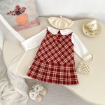 [73-120cm]学院風 チェック ワンピース or さくらんぼ 刺繍襟 Tシャツ - Image 5