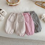 [73-120cm] 無地 裏起毛 パンツ - Image 5