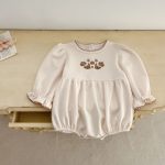 [66-100cm]韓国風 フリル プリント ロンパース - Image 12