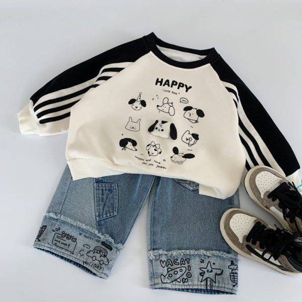 [90-140cm]落書き デニムパンツ