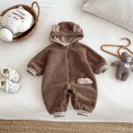 [66-90cm]韓国風 ボアフードカバーオール - Image 12