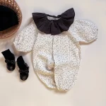 [66-90cm] フリル襟リネン オールインワン - Image 3