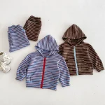 [80-130cm]セットアップ ボーダー フード付き カジュアル 子供服 - Image 13