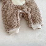 [66-90cm]ポンポン キルティング 裏起毛 カバーオール