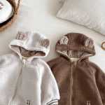 [66-90cm]韓国風 ボアフードカバーオール - Image 9