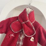 [66-100cm] うさぎ 蝶結び あったか カバーオール&マフラー - Image 2