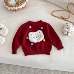 [73-120cm] ぽんぽん付き ニット セーター