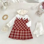 [73-120cm]学院風 チェック ワンピース or さくらんぼ 刺繍襟 Tシャツ - Image 11