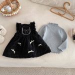 [73-120cm] ベロア裏起毛 リボン ワンピース - Image 12