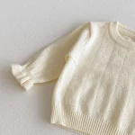 [66-100cm] フリル トップス &ネコ 刺繡 3点セット - Image 10