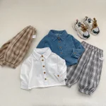 [73-110cm]デニムシャツ シンプル 定番 カジュアル トップス - Image 3