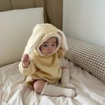 [66-90cm] ウサギ耳 フード付き ロンパース - Image 3