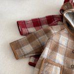 [73-120cm] チェック柄 フード付き モコモコ アウター - Image 14